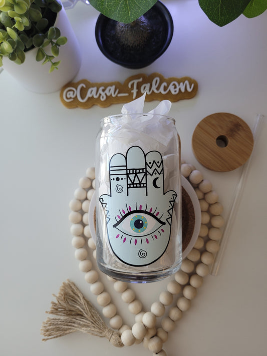 Hamsa Hand Glass Cup