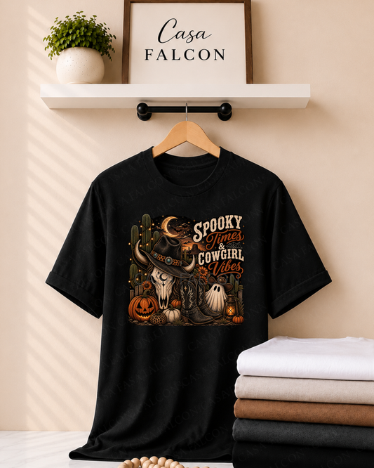 Spooky Times & Cowgirl Vibes Halloween Graphic Tee