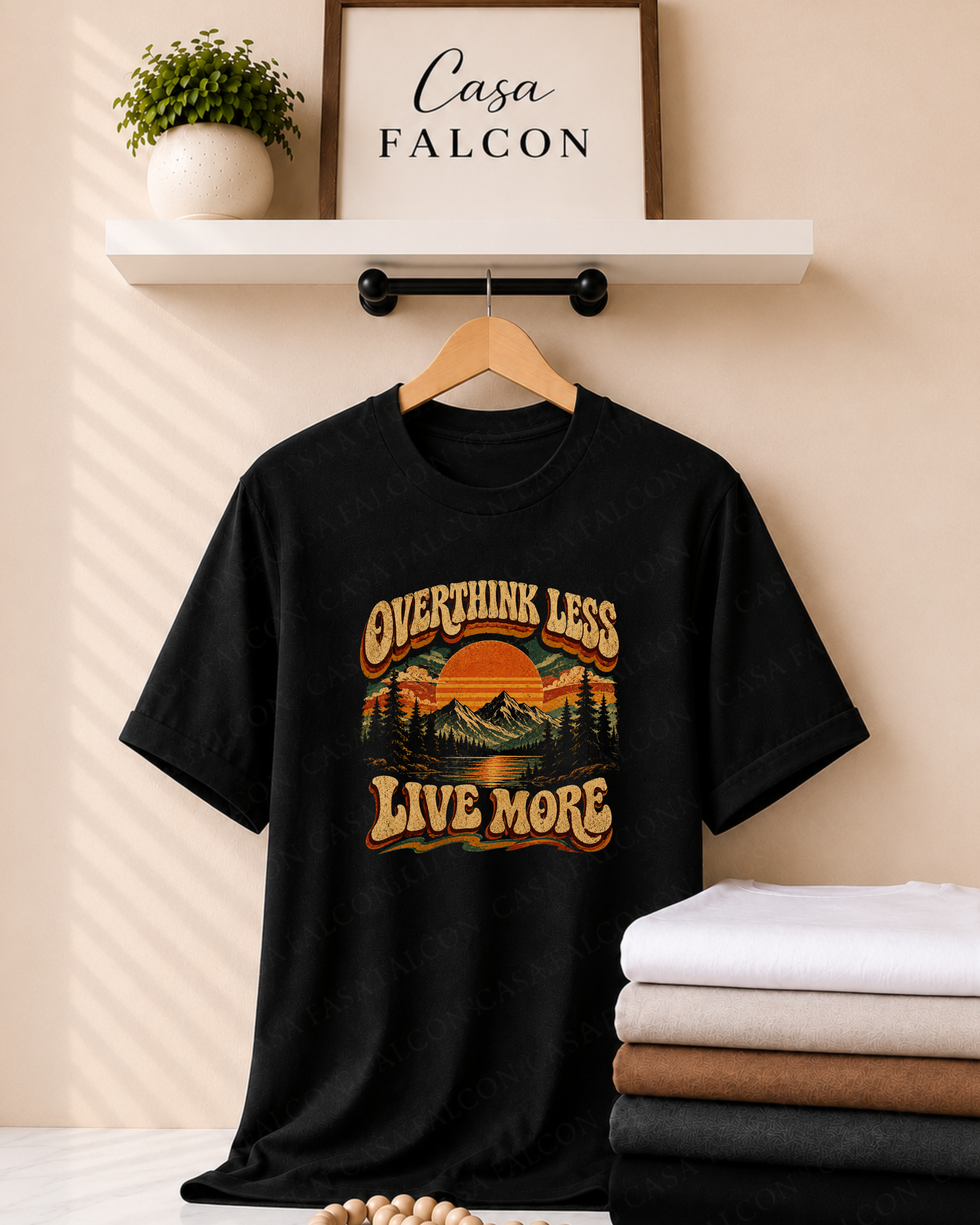 Overthink Less Live More Mountain Tee
