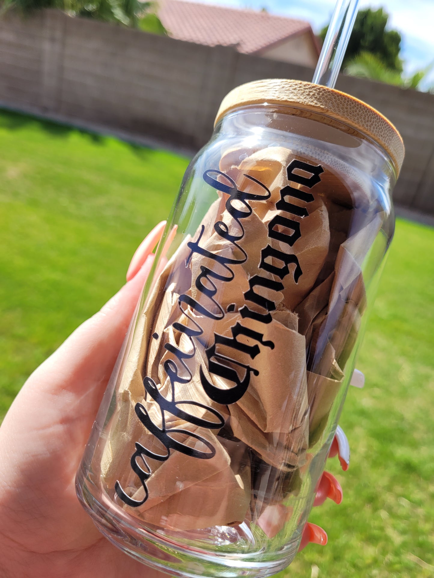 Caffeinated Chingona Glass Cup